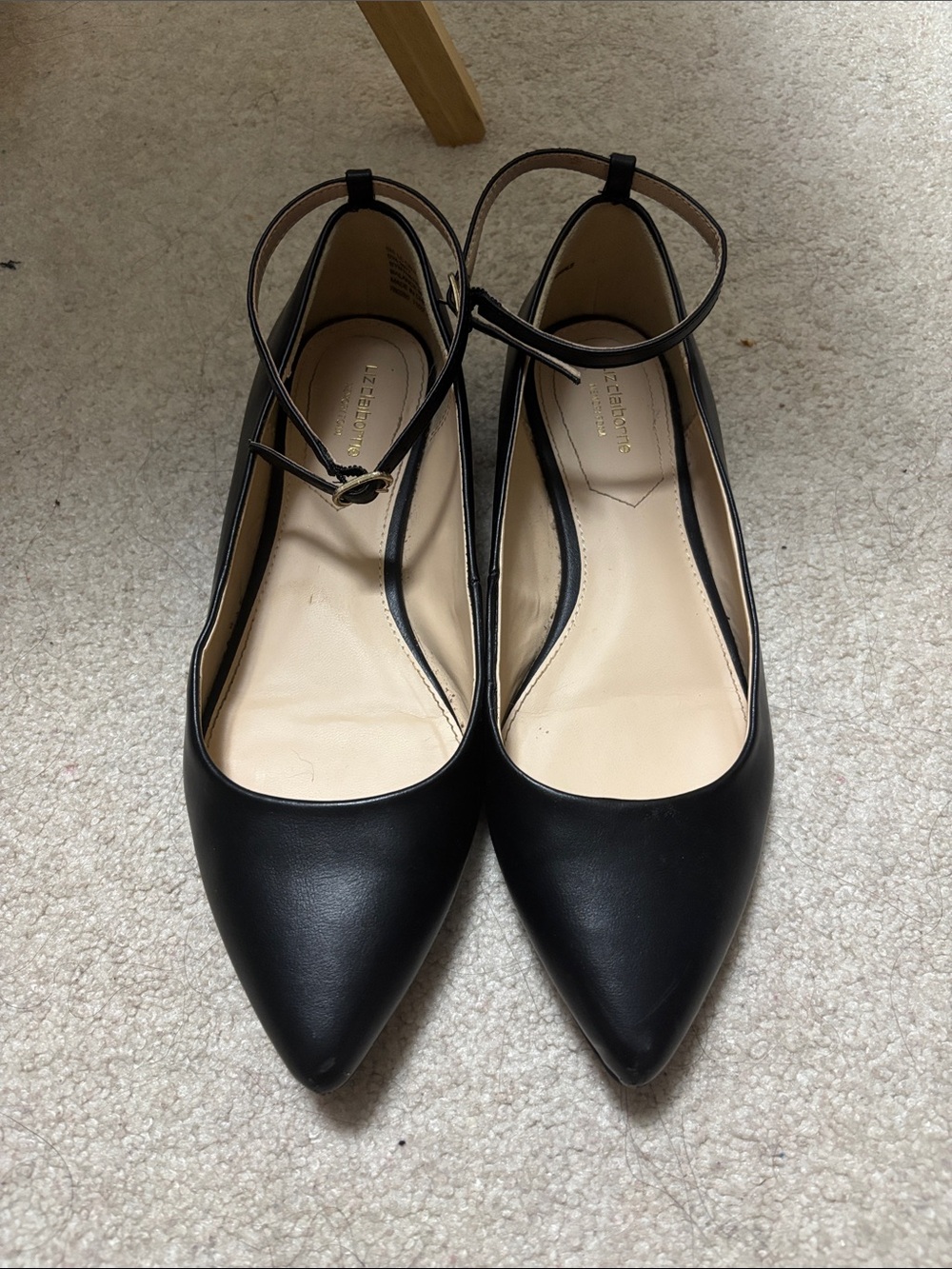 Liz Claiborne Black Pointed Ankle-Strap Heels